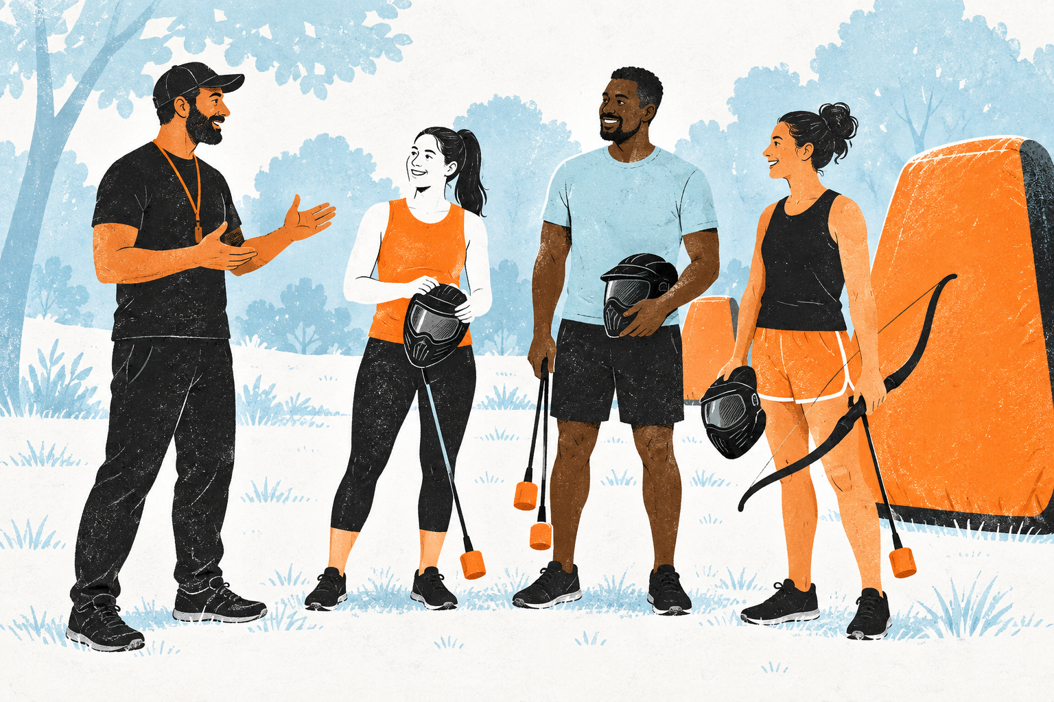 Ilustrácia inštruktora pri vysvetľovaní pravidiel pred hrou